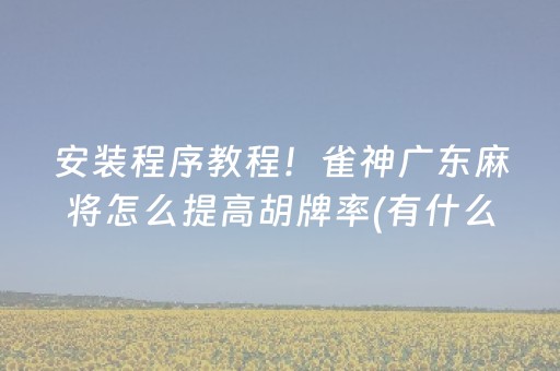 安装程序教程！雀神广东麻将怎么提高胡牌率(有什么规律吗)