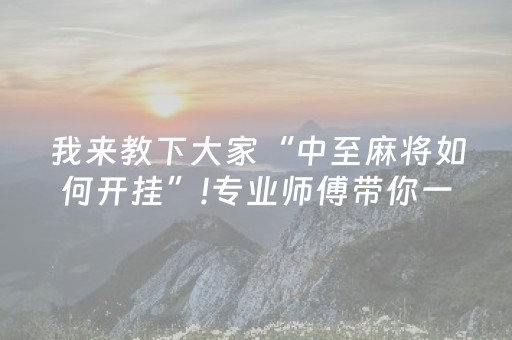 我来教下大家“中至麻将如何开挂”!专业师傅带你一起了解（详细教程）-抖音