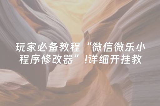 玩家必备教程“微信微乐小程序修改器”!详细开挂教程-抖音
