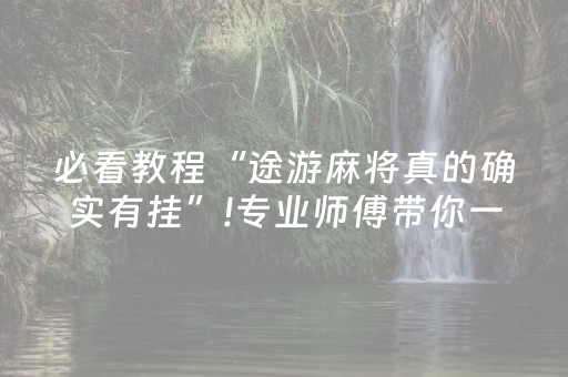 必看教程“途游麻将真的确实有挂”!专业师傅带你一起了解（详细教程）-抖音