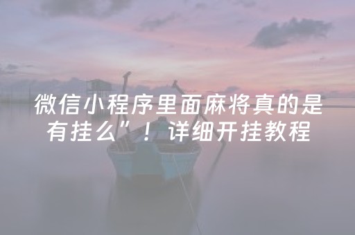 微信小程序里面麻将真的是有挂么”！详细开挂教程（确实真的有挂)-抖音