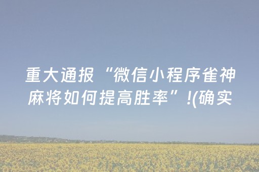 重大通报“微信小程序雀神麻将如何提高胜率”!(确实是有挂)-抖音