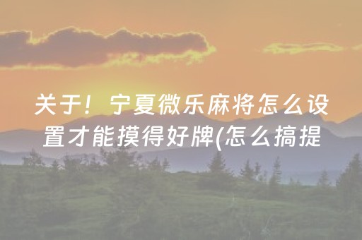 关于！宁夏微乐麻将怎么设置才能摸得好牌(怎么搞提高胜率)