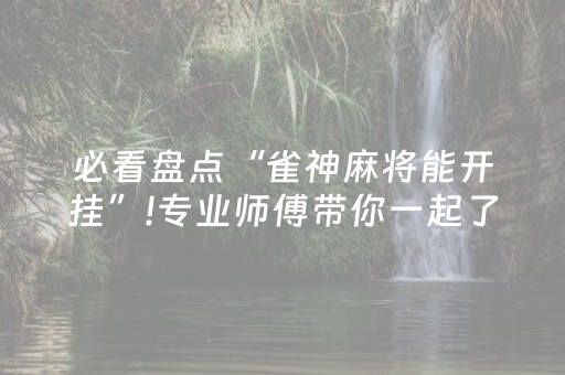 必看盘点“雀神麻将能开挂”!专业师傅带你一起了解（详细教程）-抖音