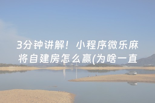 3分钟讲解！小程序微乐麻将自建房怎么赢(为啥一直输)