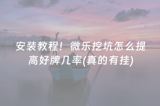 安装教程！微乐挖坑怎么提高好牌几率(真的有挂)