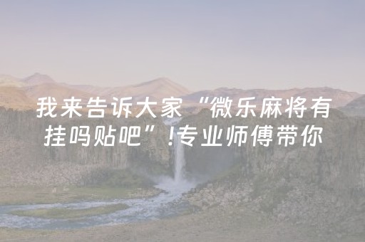 我来告诉大家“微乐麻将有挂吗贴吧”!专业师傅带你一起了解（详细教程）-抖音