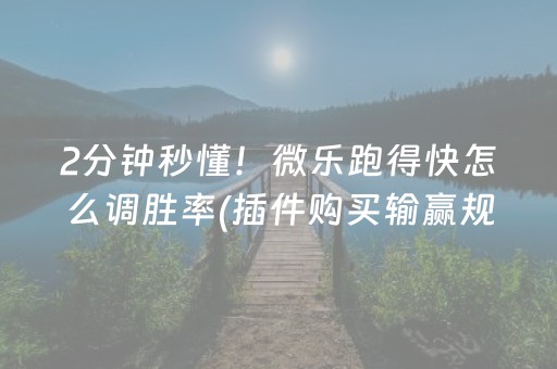 2分钟秒懂！微乐跑得快怎么调胜率(插件购买输赢规律)