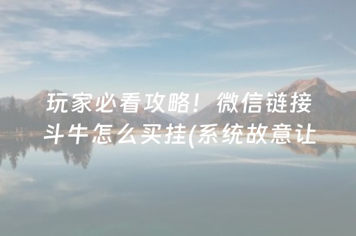 玩家必看攻略！微信链接斗牛怎么买挂(系统故意让你输)