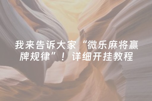 我来告诉大家“微乐麻将赢牌规律”！详细开挂教程（确实真的有挂)-抖音