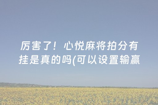厉害了！心悦麻将拍分有挂是真的吗(可以设置输赢吗)