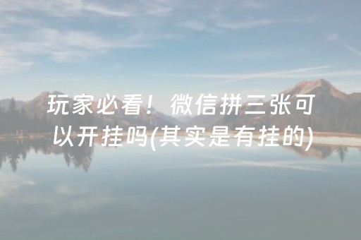玩家必看！微信拼三张可以开挂吗(其实是有挂的)