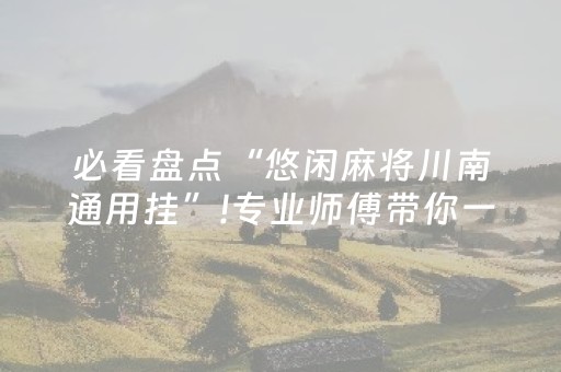 必看盘点“悠闲麻将川南通用挂”!专业师傅带你一起了解（详细教程）-抖音