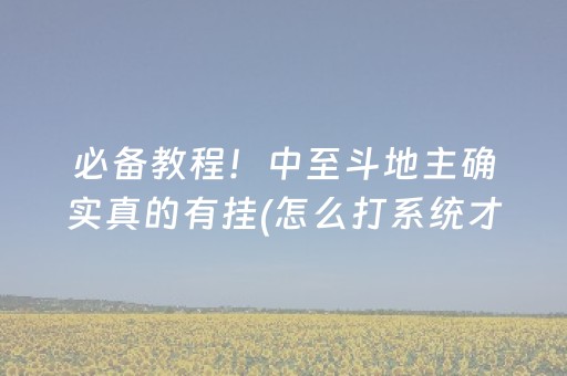 必备教程！中至斗地主确实真的有挂(怎么打系统才能给好牌)