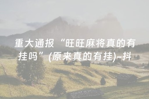 重大通报“旺旺麻将真的有挂吗”(原来真的有挂)-抖音