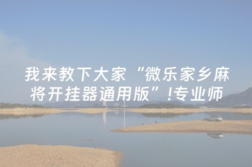 我来教下大家“微乐家乡麻将开挂器通用版”!专业师傅带你一起了解（详细教程）-抖音