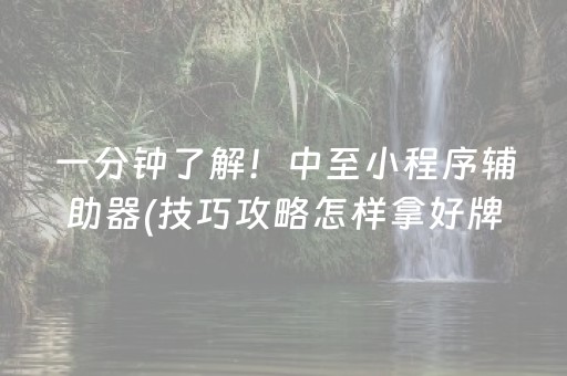 一分钟了解！中至小程序辅助器(技巧攻略怎样拿好牌)