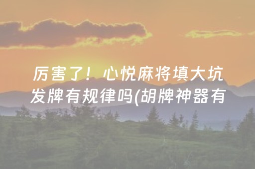 厉害了！心悦麻将填大坑发牌有规律吗(胡牌神器有猫腻吗)