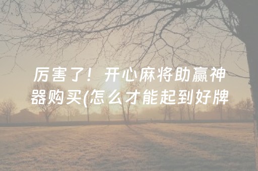 厉害了！开心麻将助赢神器购买(怎么才能起到好牌)