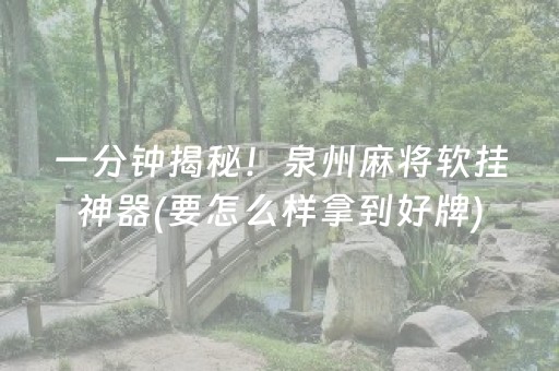 一分钟揭秘！泉州麻将软挂神器(要怎么样拿到好牌)