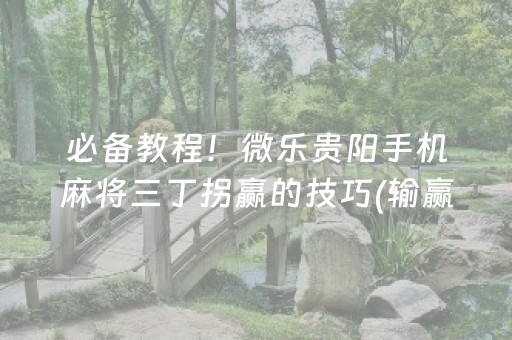 必备教程！微乐贵阳手机麻将三丁拐赢的技巧(输赢设置胡牌规律)