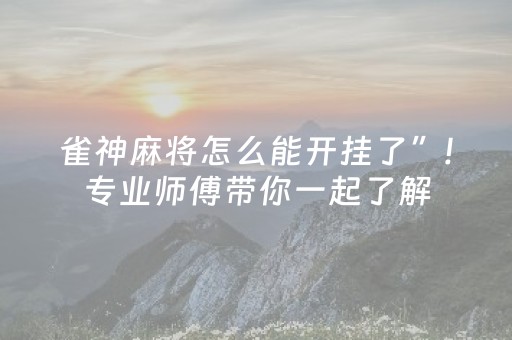 雀神麻将怎么能开挂了”!专业师傅带你一起了解（详细教程）-抖音