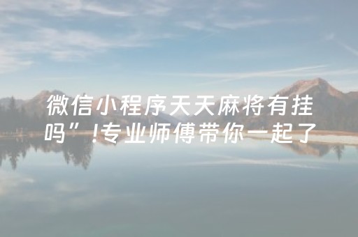 微信小程序天天麻将有挂吗”!专业师傅带你一起了解（详细教程）-抖音