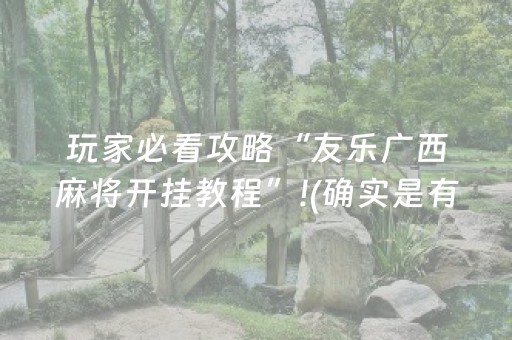 玩家必看攻略“友乐广西麻将开挂教程”!(确实是有挂)-抖音