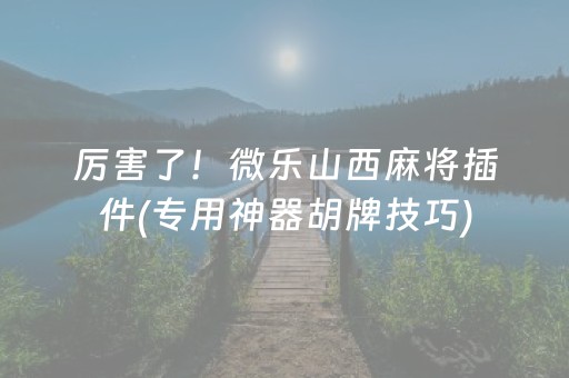 厉害了！微乐山西麻将插件(专用神器胡牌技巧)