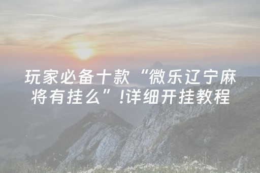 玩家必备十款“微乐辽宁麻将有挂么”!详细开挂教程-抖音