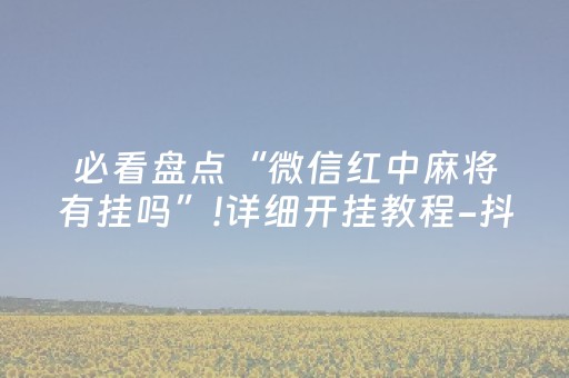 必看盘点“微信红中麻将有挂吗”!详细开挂教程-抖音