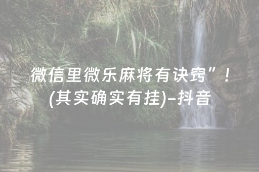 微信里微乐麻将有诀窍”!(其实确实有挂)-抖音