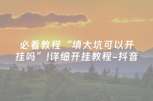 必看教程“填大坑可以开挂吗”!详细开挂教程-抖音