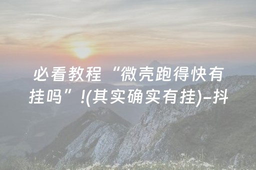 必看教程“微壳跑得快有挂吗”!(其实确实有挂)-抖音