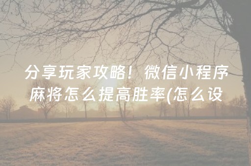 分享玩家攻略！微信小程序麻将怎么提高胜率(怎么设置才能赢)