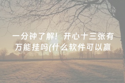 一分钟了解！开心十三张有万能挂吗(什么软件可以赢)