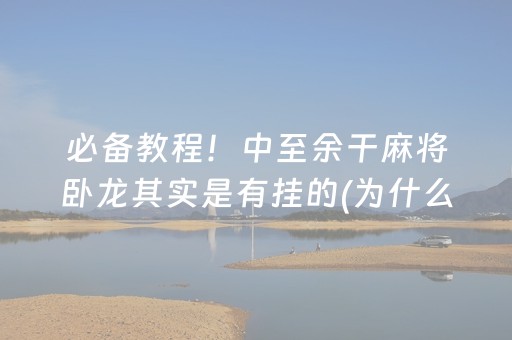 必备教程！中至余干麻将卧龙其实是有挂的(为什么老是输)