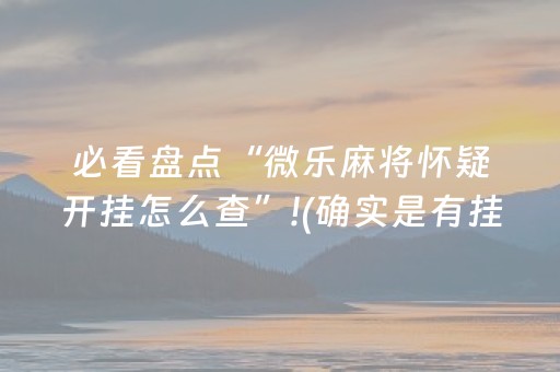 必看盘点“微乐麻将怀疑开挂怎么查”!(确实是有挂)-抖音