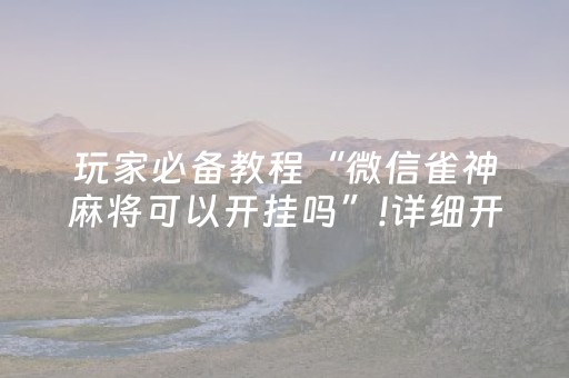 玩家必备教程“微信雀神麻将可以开挂吗”!详细开挂教程-抖音