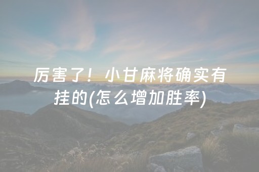 厉害了！小甘麻将确实有挂的(怎么增加胜率)