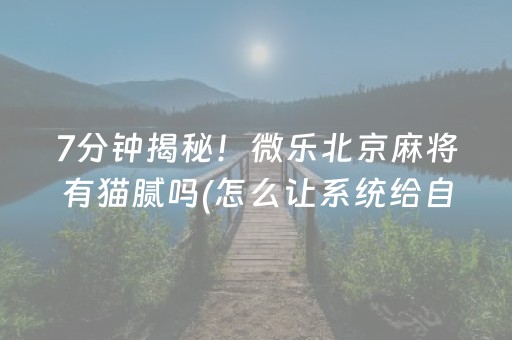 7分钟揭秘！微乐北京麻将有猫腻吗(怎么让系统给自己好牌)