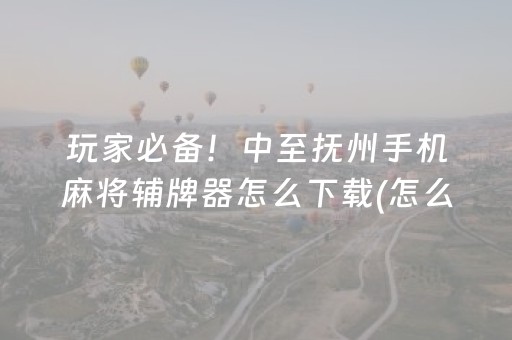 玩家必备！中至抚州手机麻将辅牌器怎么下载(怎么设置会赢)