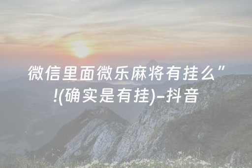 微信里面微乐麻将有挂么”!(确实是有挂)-抖音