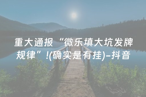 重大通报“微乐填大坑发牌规律”!(确实是有挂)-抖音