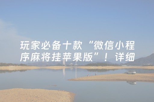 玩家必备十款“微信小程序麻将挂苹果版”！详细开挂教程（确实真的有挂)-抖音