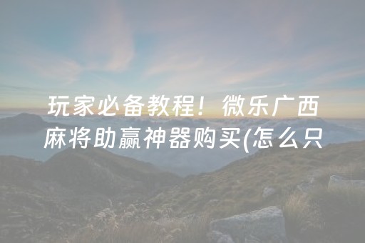 玩家必备教程！微乐广西麻将助赢神器购买(怎么只赢不输)