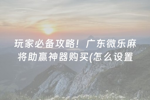 玩家必备攻略！广东微乐麻将助赢神器购买(怎么设置才能赢)