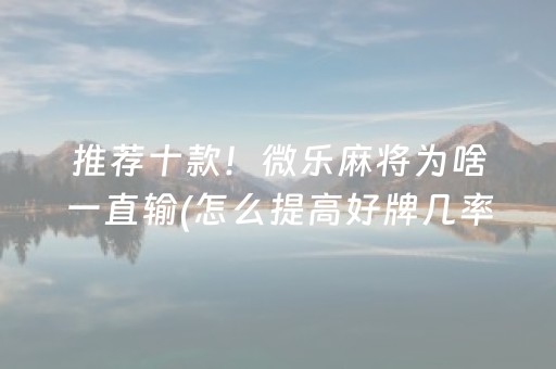 推荐十款！微乐麻将为啥一直输(怎么提高好牌几率)