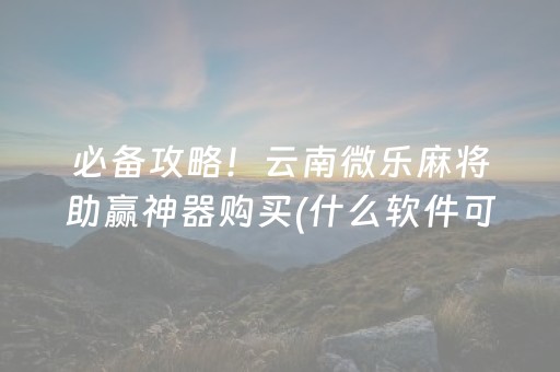 必备攻略！云南微乐麻将助赢神器购买(什么软件可以赢)