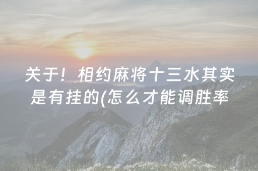 关于！相约麻将十三水其实是有挂的(怎么才能调胜率)